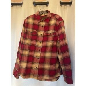 Mens Medium Orvis Heavy Flannel Shirt Shacket Pockets